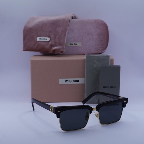 Miu Miu MU10ZS 1AB5S0 Browline Sunglasses – Black\Gold - Picture 12 of 13